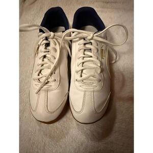 Puma Roma White Leather Low Top Sneakers Classic Casual Athletic Shoes size 10